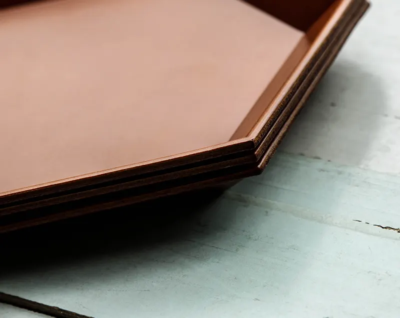 Vegetable-Tanned Leather Structured Storage Tray