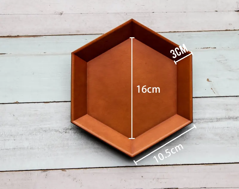 Vegetable-Tanned Leather Structured Storage Tray