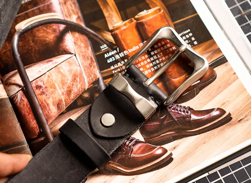 Vintage Casual Versatile Fashion Full-Grain Leather Belt for Men