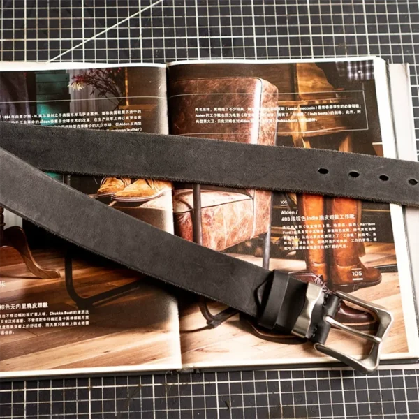 Vintage Casual Versatile Fashion Full-Grain Leather Belt for Men