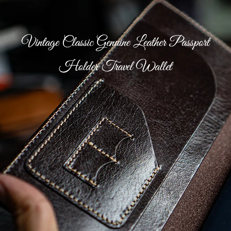 Vintage Classic Genuine Leather Passport Holder Travel Wallet