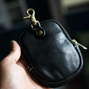 Vintage Cowhide Coin and Key Pouch Organizer Car Key Case