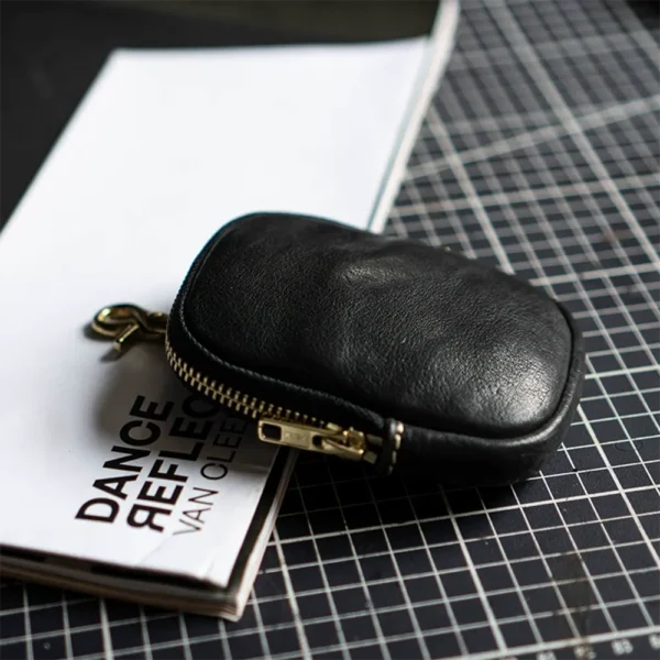 Vintage Cowhide Coin and Key Pouch Organizer Car Key Case