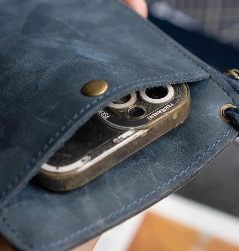 Vintage Fashion Crazy Horse Leather Large-Capacity Clutch Bag