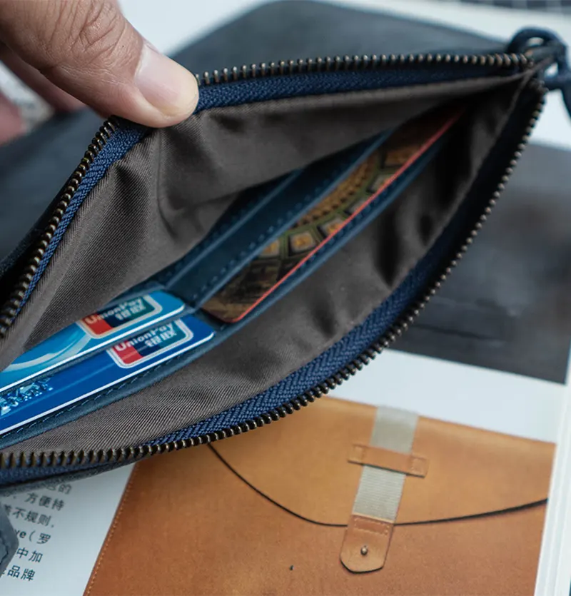 Vintage Fashion Crazy Horse Leather Large-Capacity Clutch Bag