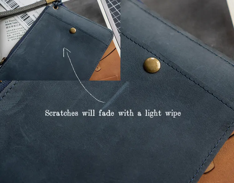 Vintage Fashion Crazy Horse Leather Large-Capacity Clutch Bag