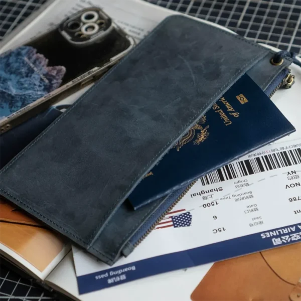 Vintage Fashion Crazy Horse Leather Large-Capacity Clutch Bag