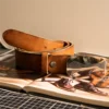 Vintage Full-Grain Leather Belt with Polished Silver Steel Buckle