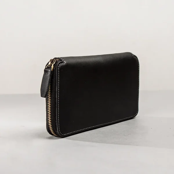 RSBG0294 Vintage Full-Grain Leather Clutch Bag Travel Passport Pouch Black