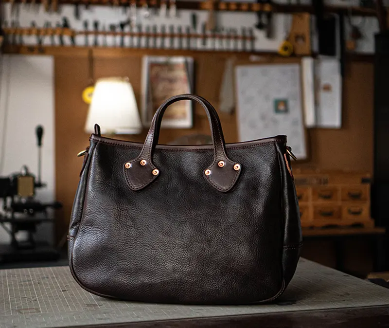 Vintage Full-Grain Leather with Turkish Wool Blanket Tote Bag