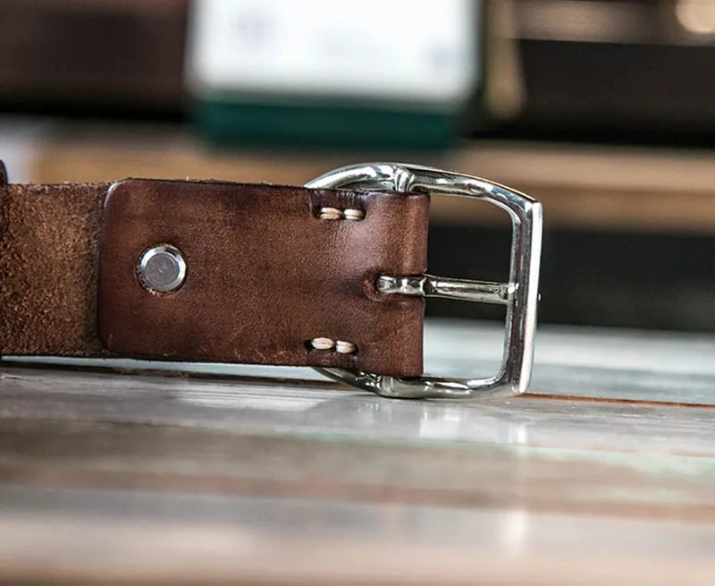 Vintage Handcrafted Leather Belt with Egyptian Hieroglyph Pattern