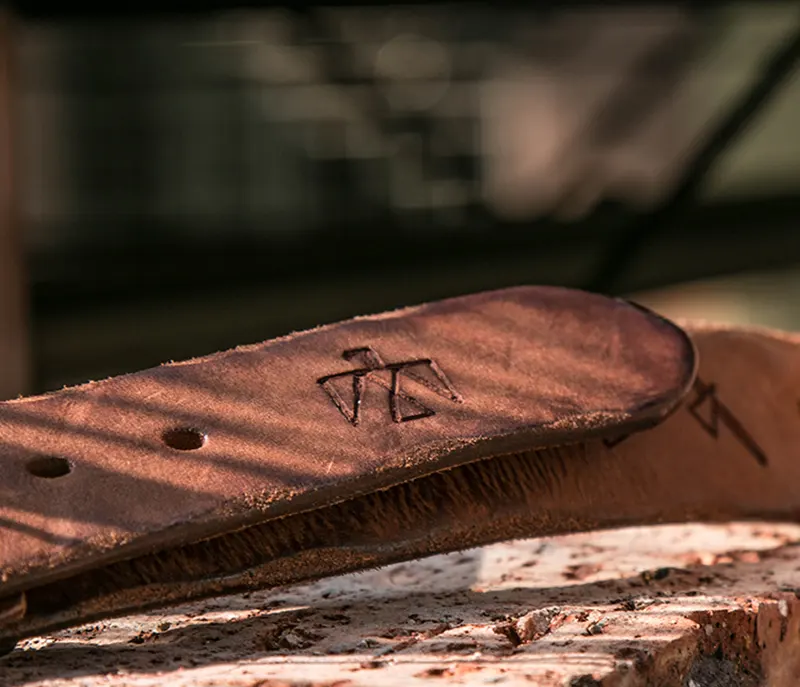 Vintage Handcrafted Leather Belt with Egyptian Hieroglyph Pattern