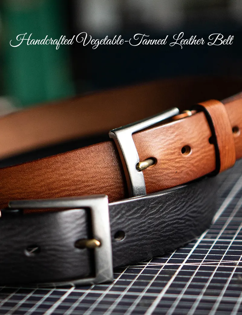 Vintage Handcrafted Vegetable-Tanned Leather Belt Pin Buckle