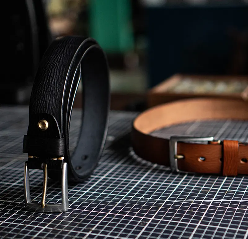 Vintage Handcrafted Vegetable-Tanned Leather Belt Pin Buckle