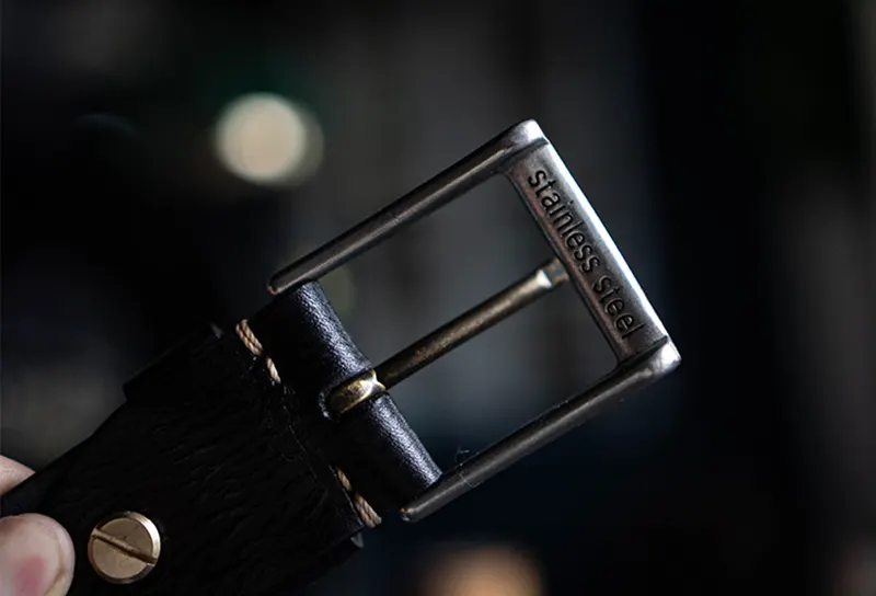 Vintage Handcrafted Vegetable-Tanned Leather Belt Pin Buckle