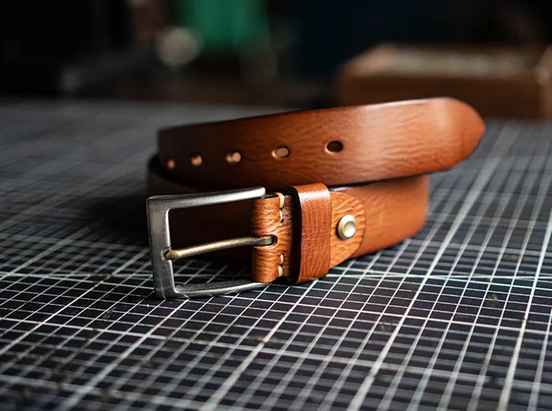 Vintage Handcrafted Vegetable-Tanned Leather Belt Pin Buckle