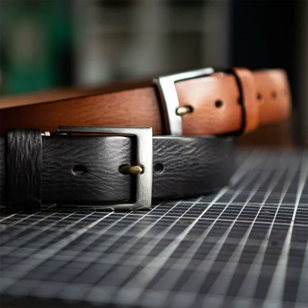 Vintage Handcrafted Vegetable-Tanned Leather Belt Pin Buckle