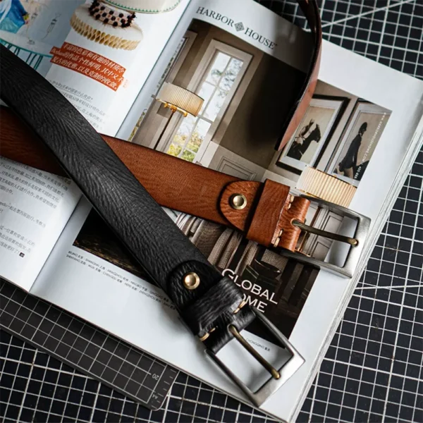 Vintage Handcrafted Vegetable-Tanned Leather Belt Pin Buckle