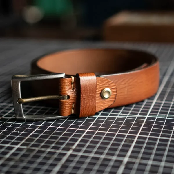 Vintage Handcrafted Vegetable-Tanned Leather Belt Pin Buckle