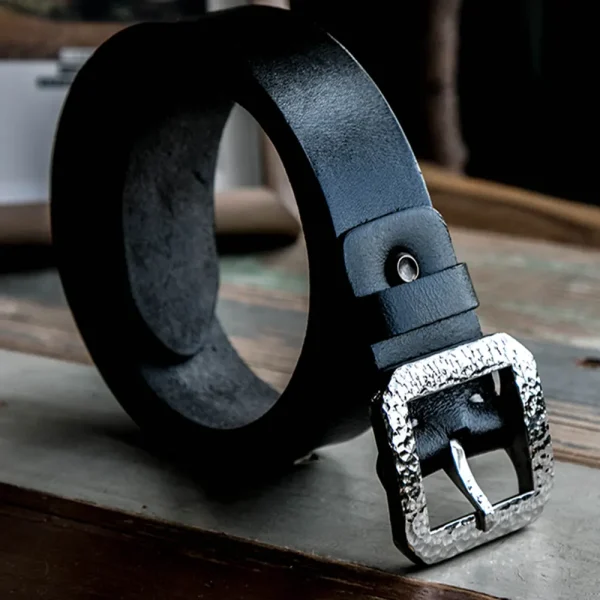 Vintage Luxury Handcrafted Custom Belt with Hammered Buckle
