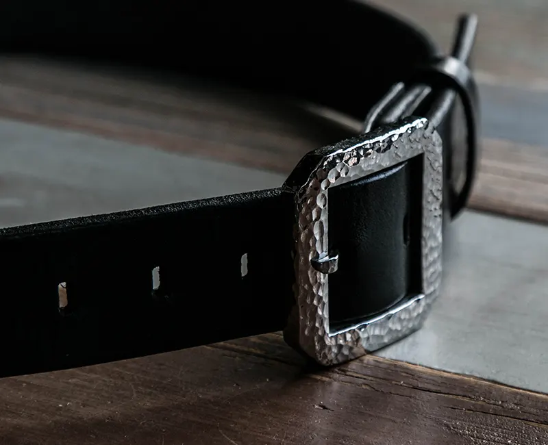 Vintage Luxury Handcrafted Custom Belt with Hammered Buckle