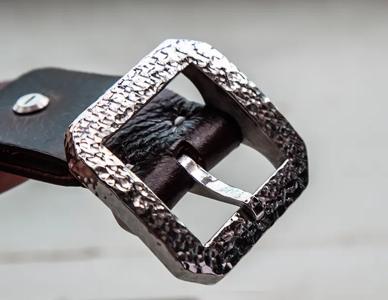 Vintage Luxury Handcrafted Custom Belt with Hammered Buckle