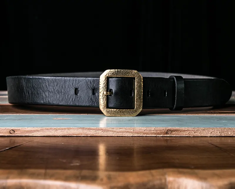 Vintage Luxury Handcrafted Custom Belt with Hammered Buckle