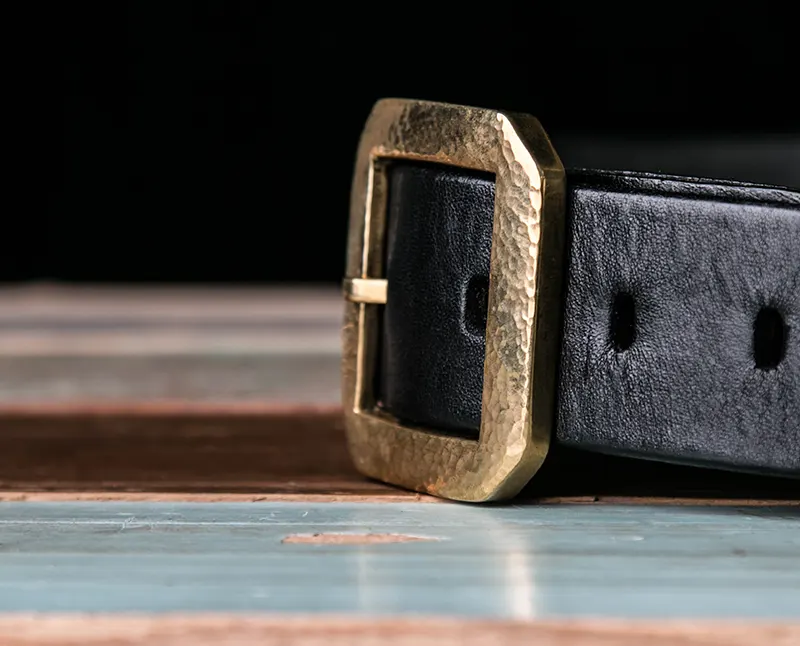 Vintage Luxury Handcrafted Custom Belt with Hammered Buckle