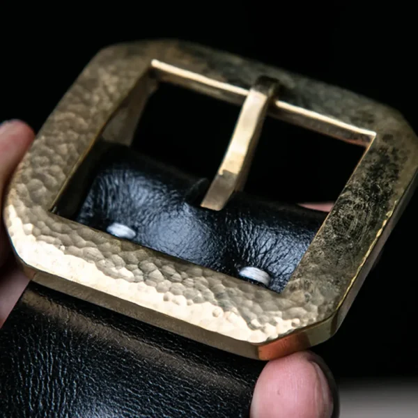 Vintage Luxury Handcrafted Custom Belt with Hammered Buckle