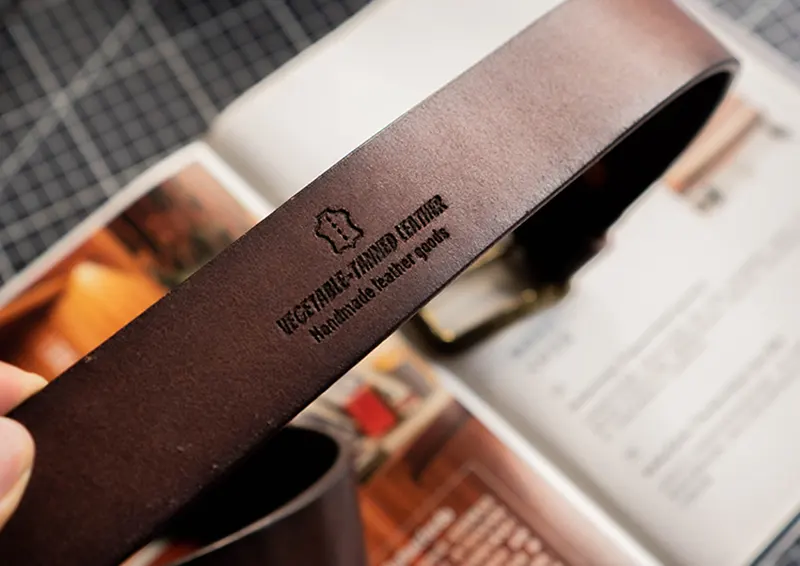 Vintage Natural Texture Full Grain Leather Belt with Brass Buckle