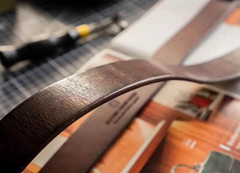 Vintage Natural Texture Full Grain Leather Belt with Brass Buckle