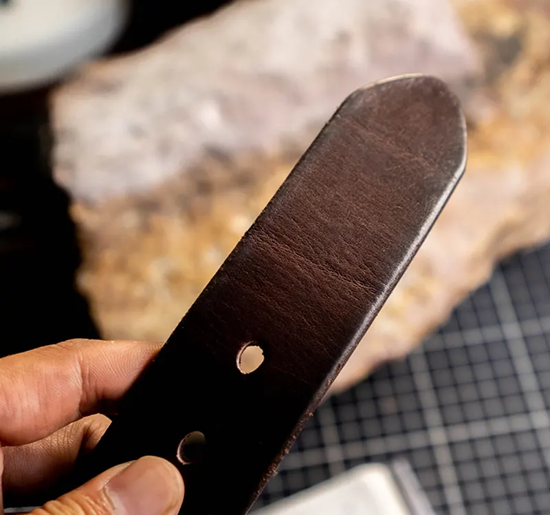 Vintage Natural Texture Full Grain Leather Belt with Brass Buckle