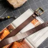 Vintage Natural Texture Full Grain Leather Belt with Brass Buckle
