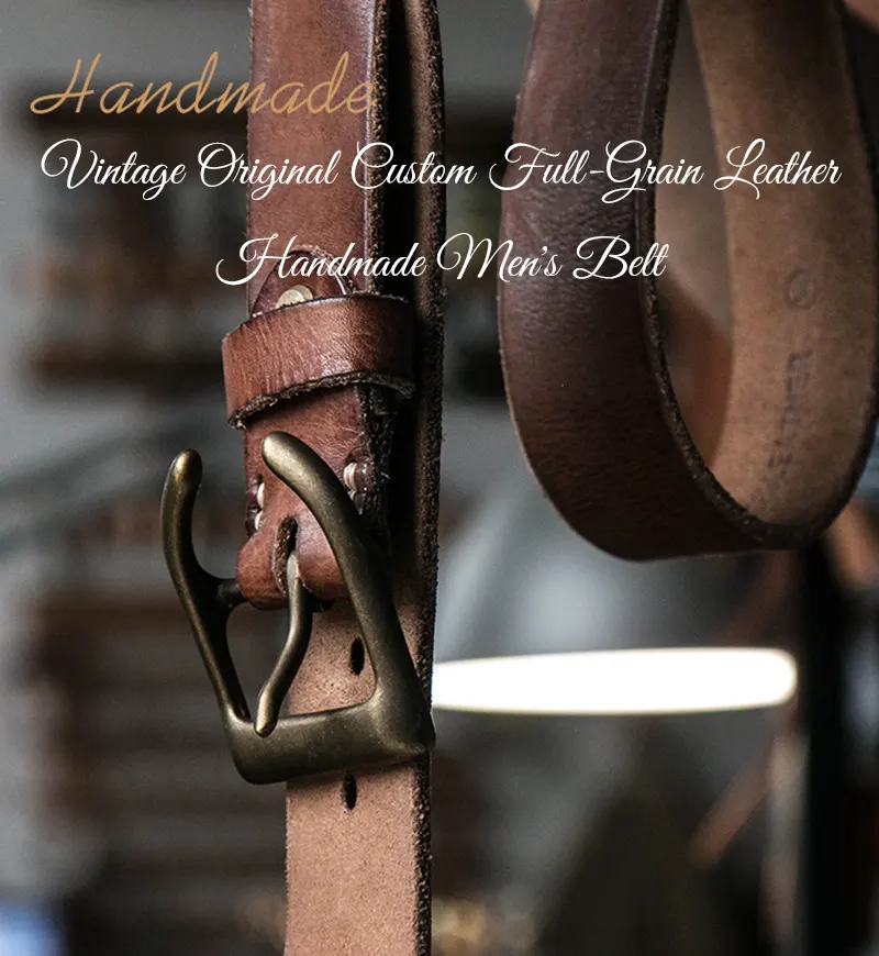 Vintage Original Custom Full-Grain Leather Handmade Men's Belt