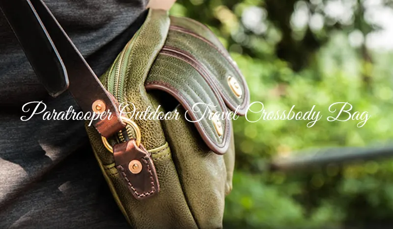 Vintage Paratrooper Outdoor Travel Crossbody Leather Bag