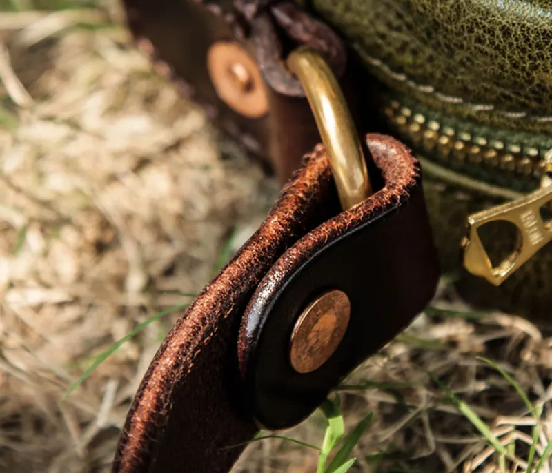 Vintage Paratrooper Outdoor Travel Crossbody Leather Bag