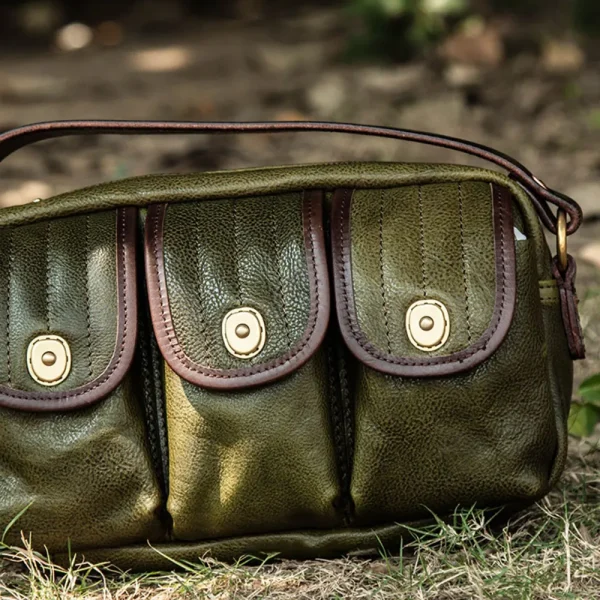 Vintage Paratrooper Outdoor Travel Crossbody Leather Bag