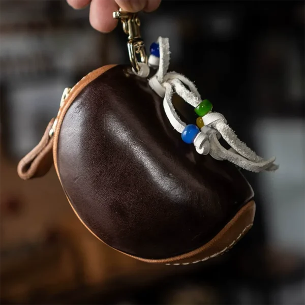 Vintage Vegetable-Tanned Full-Grain Leather Portable Key Case Brown