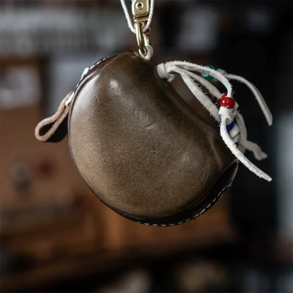 Vintage Vegetable-Tanned Full-Grain Leather Portable Key Case Dark Green