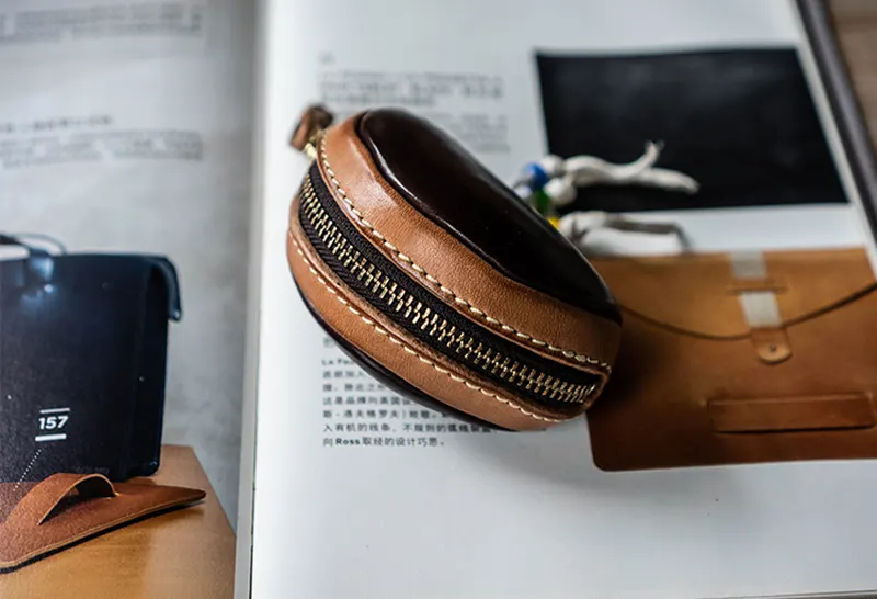 Vintage Vegetable-Tanned Full-Grain Leather Portable Key Case