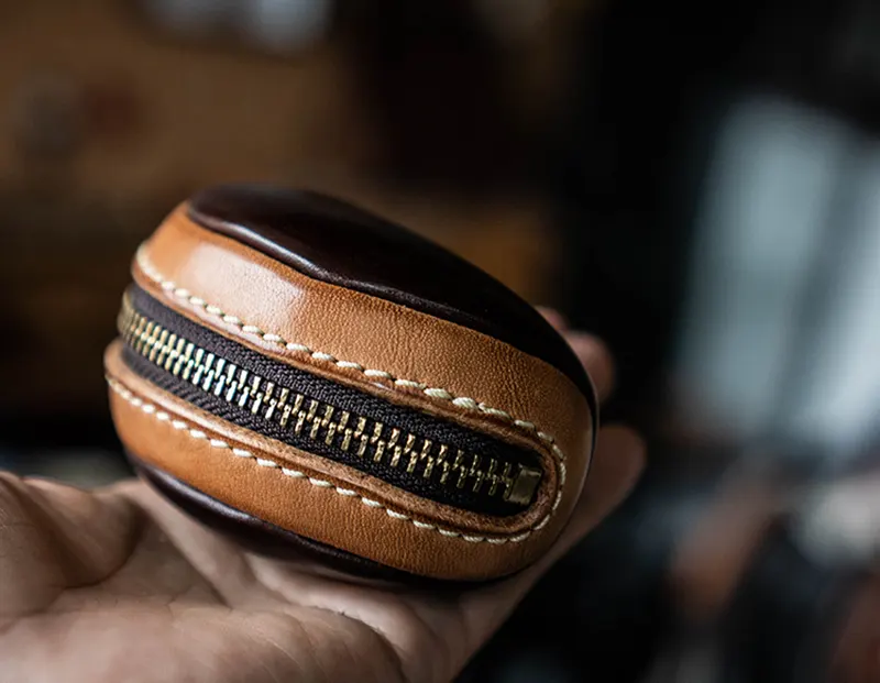 Vintage Vegetable-Tanned Full-Grain Leather Portable Key Case