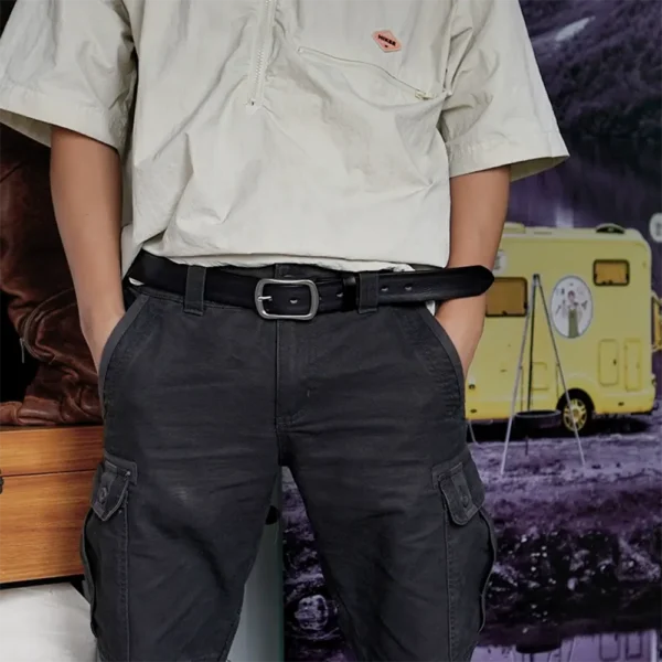 RSBE0551-z-02 Vintage Youth Style Soft Genuine Leather Belt with Natural Grain