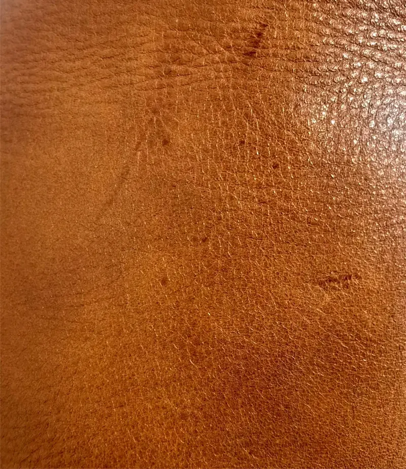close-up of full-grain leather with natural texture