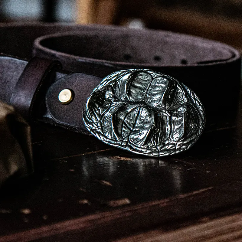 Wild Hand-Cast 3D Embossed Crocodile Texture Buckle Luxury Leather Belt