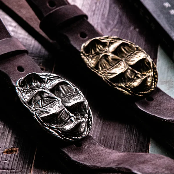 Wild Hand-Cast 3D Embossed Crocodile Texture Buckle Luxury Leather Belt