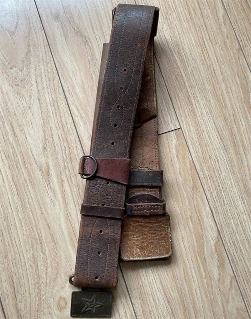 A rugged leather belt aging beautifully over time