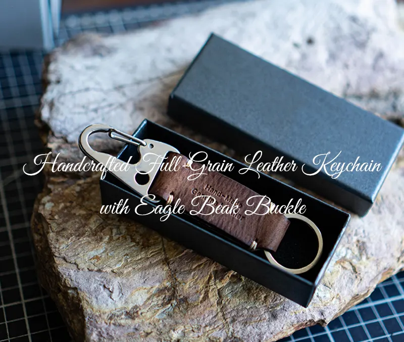 Handcrafted Full-Grain Leather Keychain with Eagle Beak Buckle