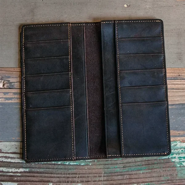 Vintage Full-Grain Crazy Horse Leather Men's Long Wallet