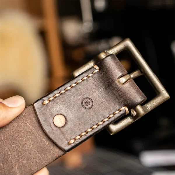 Vintage Handcrafted Distressed Full-Grain Leather Belt