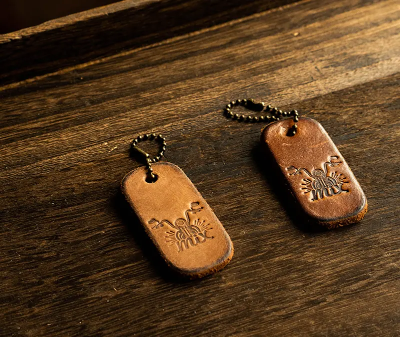 Vintage Handcrafted Distressed Leather Motorcycle Keychain